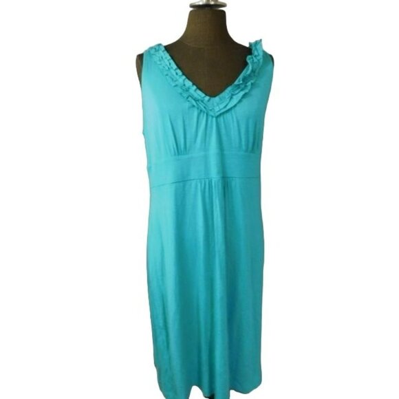 Nordstrom Halogen Size XL Vneck Sleeveless Ruffle Trim Knit Dress NWT - Picture 1 of 3